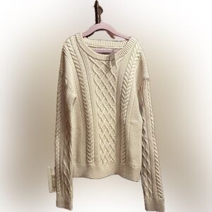 J. Crew Women's Ivory Cable Knit Sweater